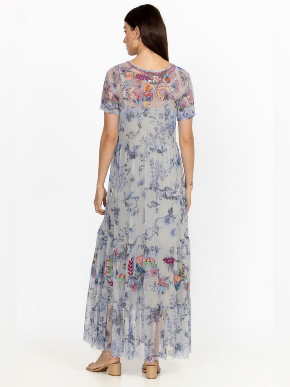 Johnny Was Biya Logan Tiered Maxi Dress Embroidered Size Medium - Picture 2 of 8